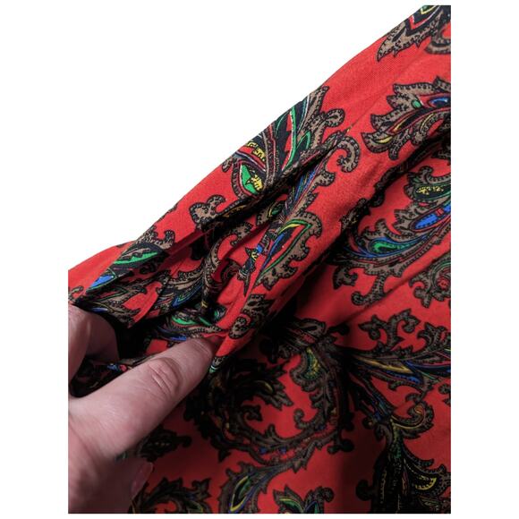 Vintage Red and Black Paisley Midi Dress - Picture 3 of 5
